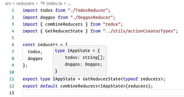 see the type extracted by GetReducerState in the tooltip